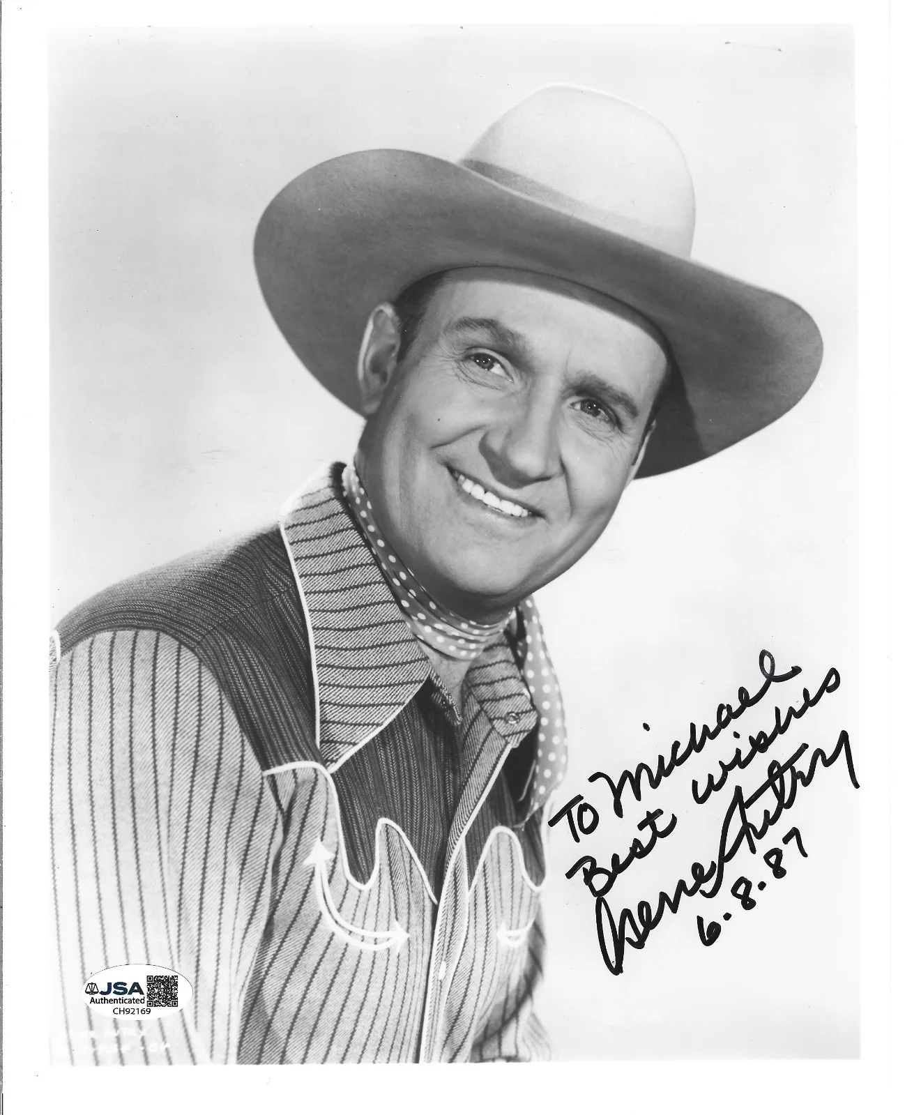 Gene Autry — Gene Autry hand SIGNED Official Promo Photo JSA COA Autographed Singing Cowboy