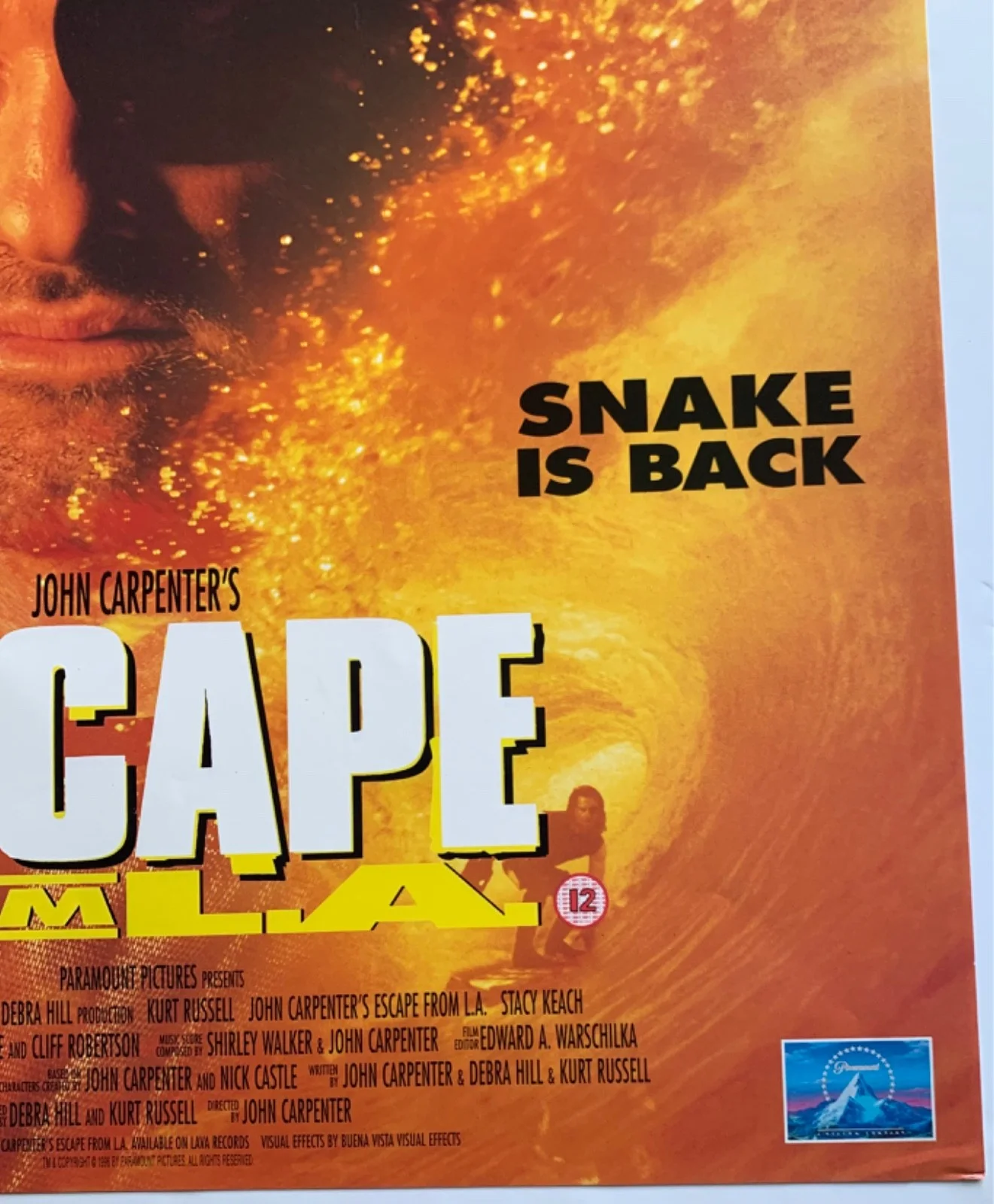 ESCAPE FROM L..A / VINTAGE VIDEO FILM POSTER 1990’S BRITISH KURT RUSSELL, изображение 3