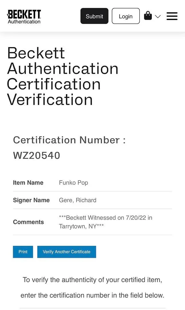 Richard Gere Signed Funko Pop #763 "Edward Lewis" Pretty Woman - Fanatics COA, изображение 5