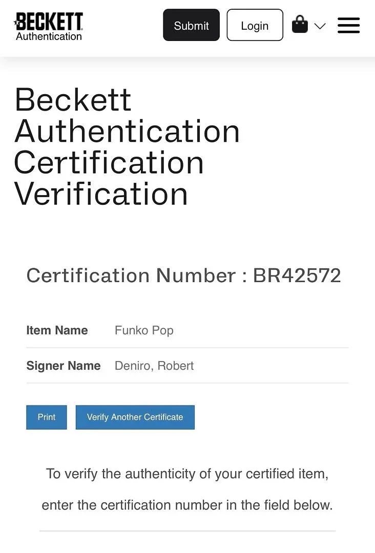 Robert DeNiro Signed Funko Pop #220 Travis Bickle (Taxi Driver) - Beckett COA, изображение 5