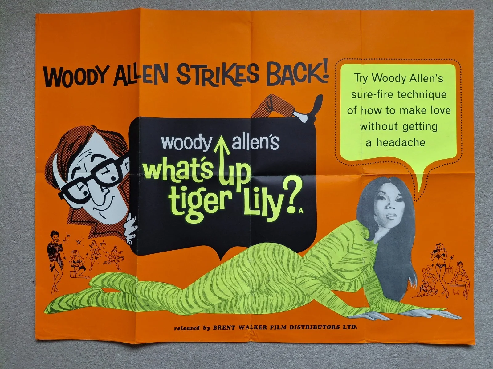 What's Up Tiger Lily Original Film Cinema Movie Quad Poster Woody Allen, изображение 2