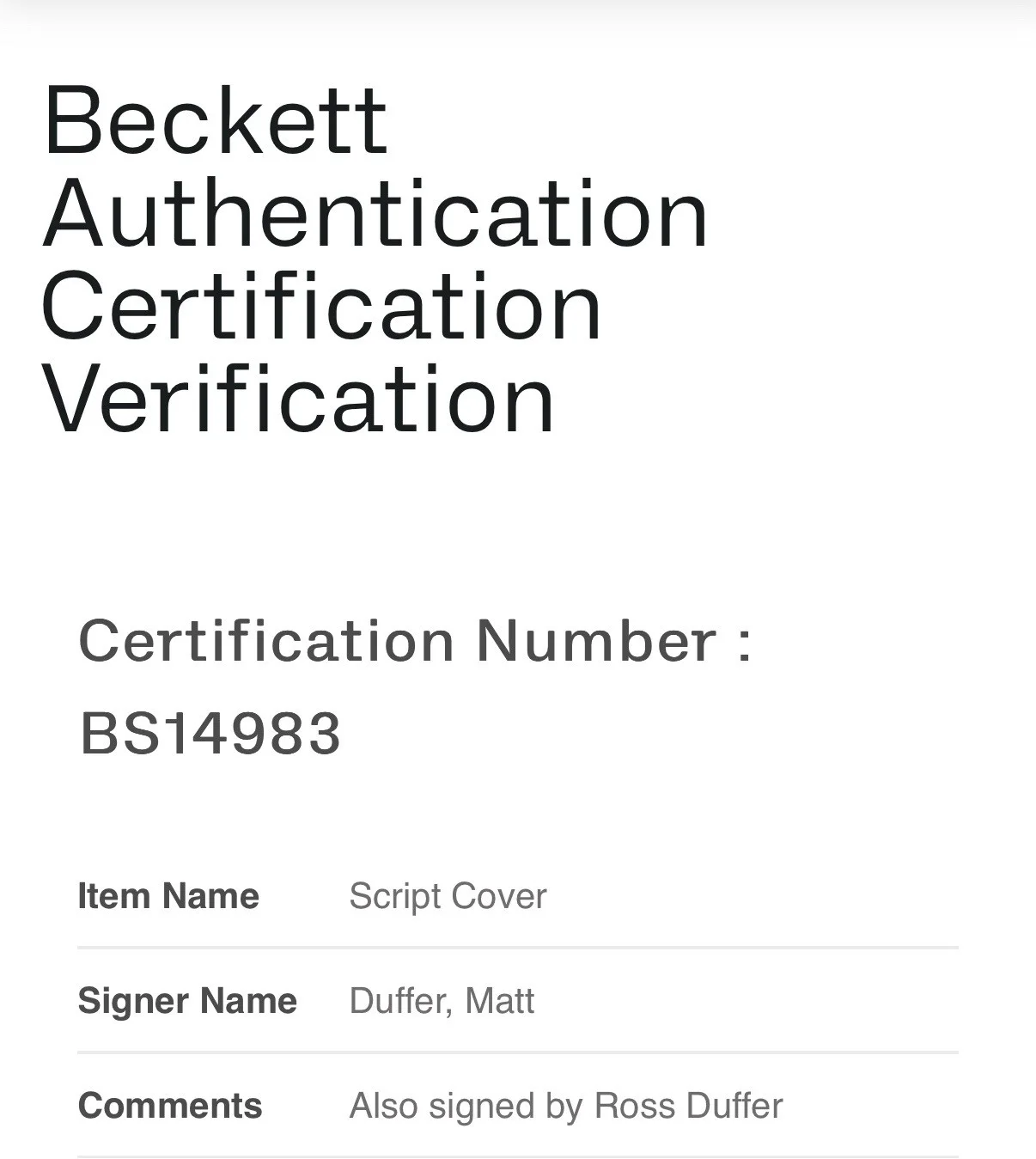 Matt Duffer amd Ross Duffer — MATT DUFFER & ROSS DUFFER SIGNED SCRIPT COVER DUFFER BROTHERS BECKETT BS14983, image 5