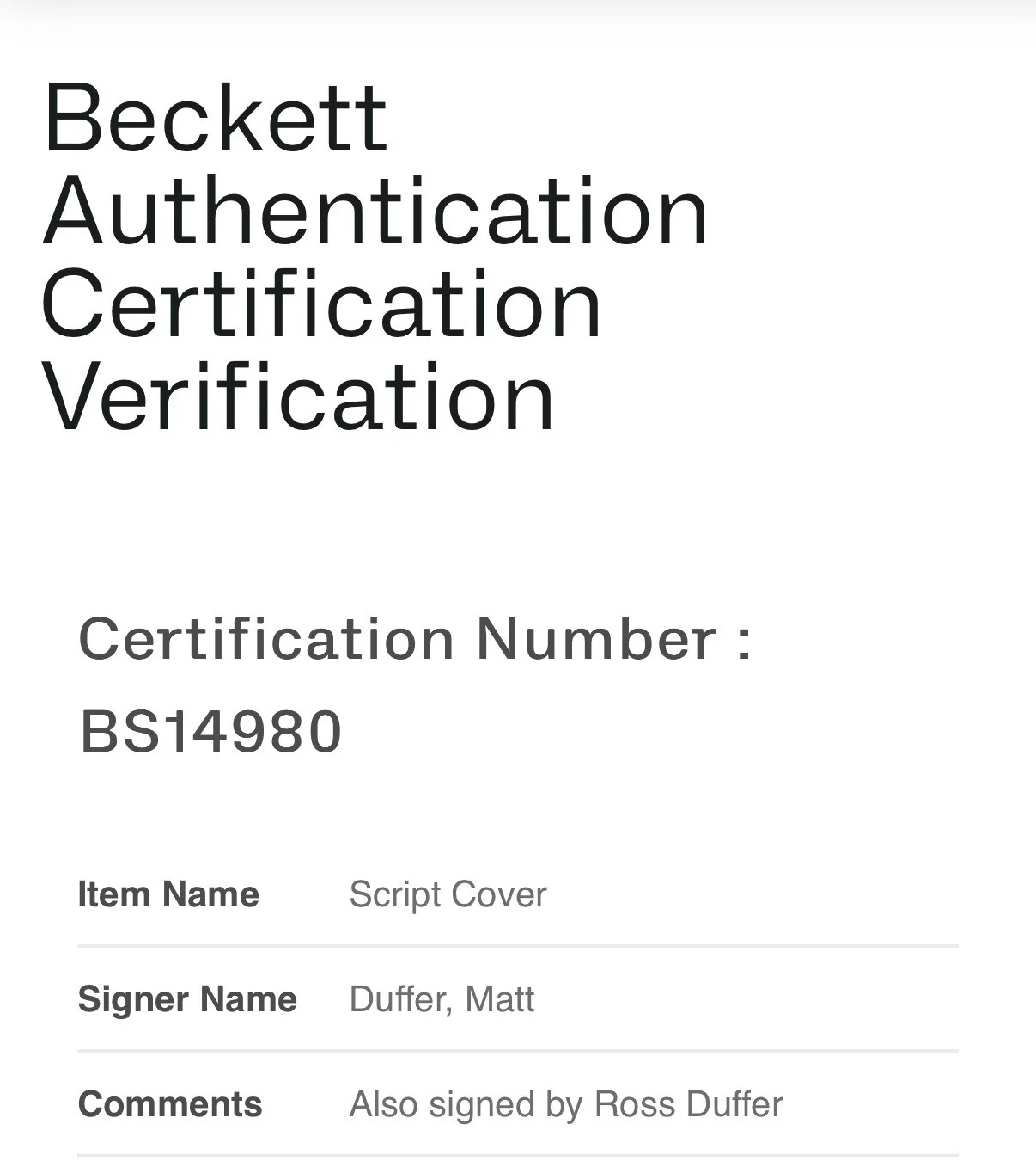 Matt Duffer amd Ross Duffer — MATT DUFFER & ROSS DUFFER SIGNED AUTOGRAPH SCRIPT COVER DUFFER BROTHERS BECKETT, image 3