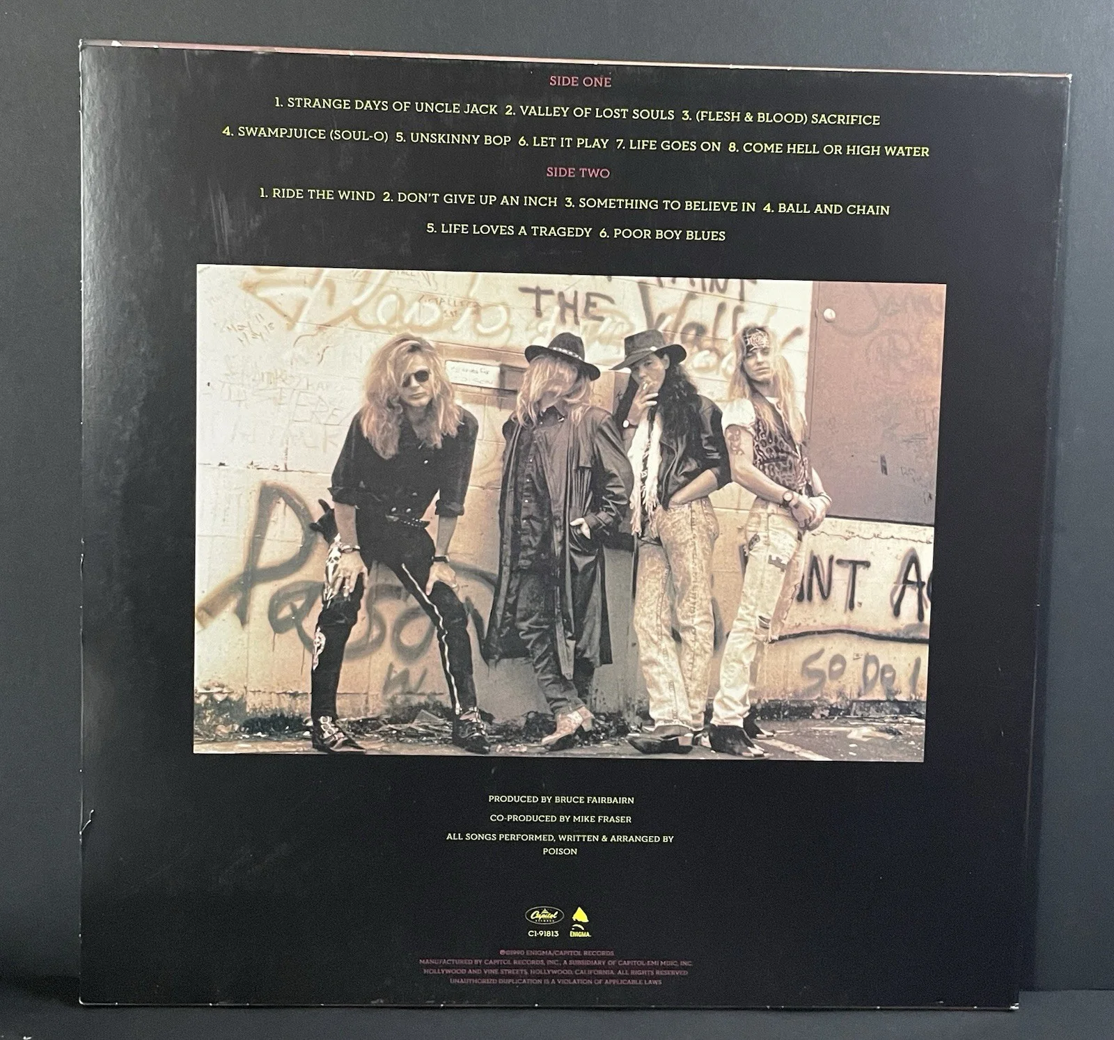 Poison Rikki Rockett Signed Flesh And Blood Vinyl Record LP, image 2
