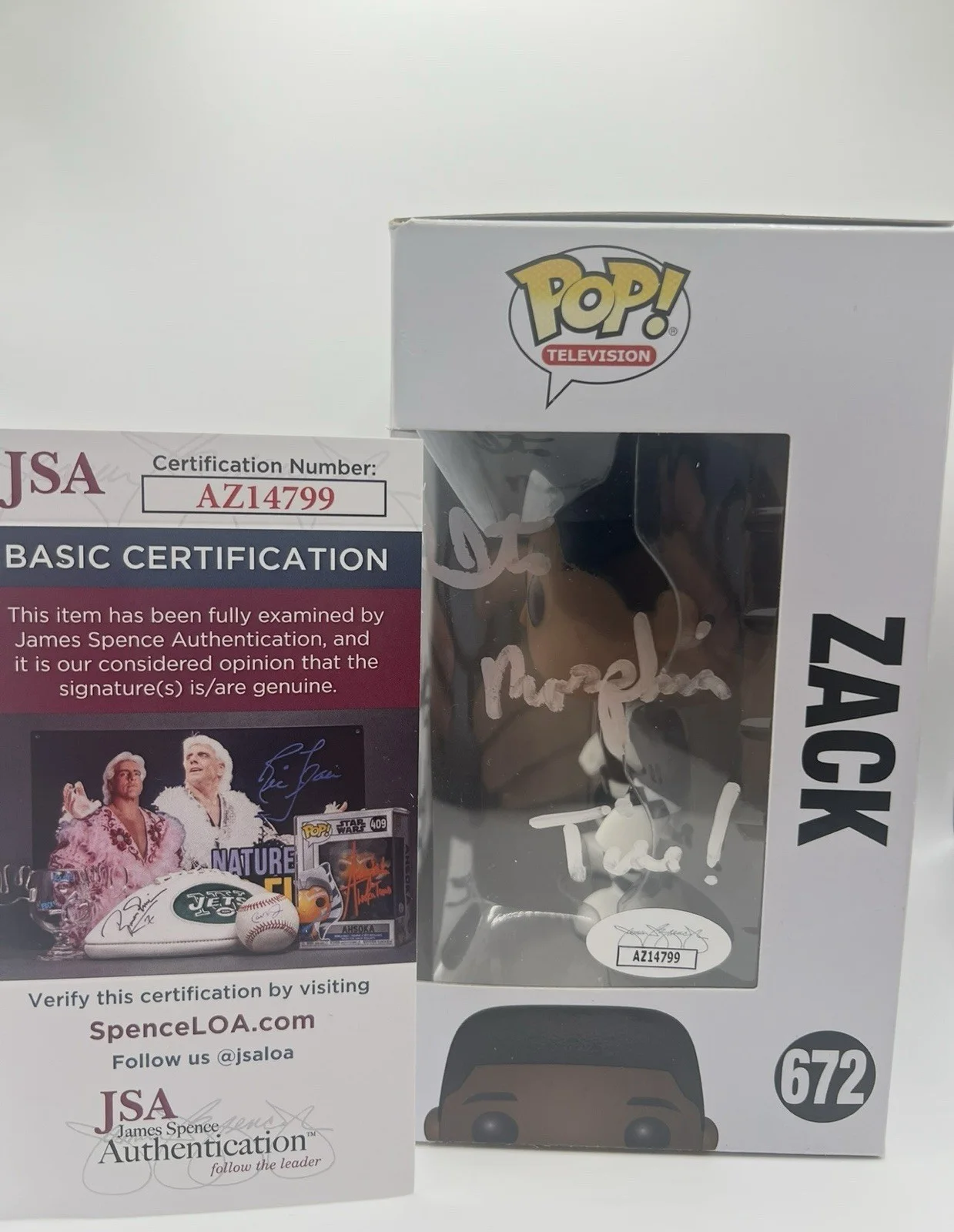 Walter E. Jones Signed Zack Funko #672 w/ “It’s Morphin Time!” Inscrip JSA COA, image 3