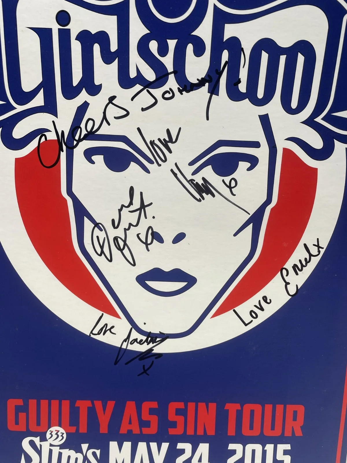 Girlschool Rock Band Guilty As Sin Tour Poster Signed Multicolored Collectible, изображение 2