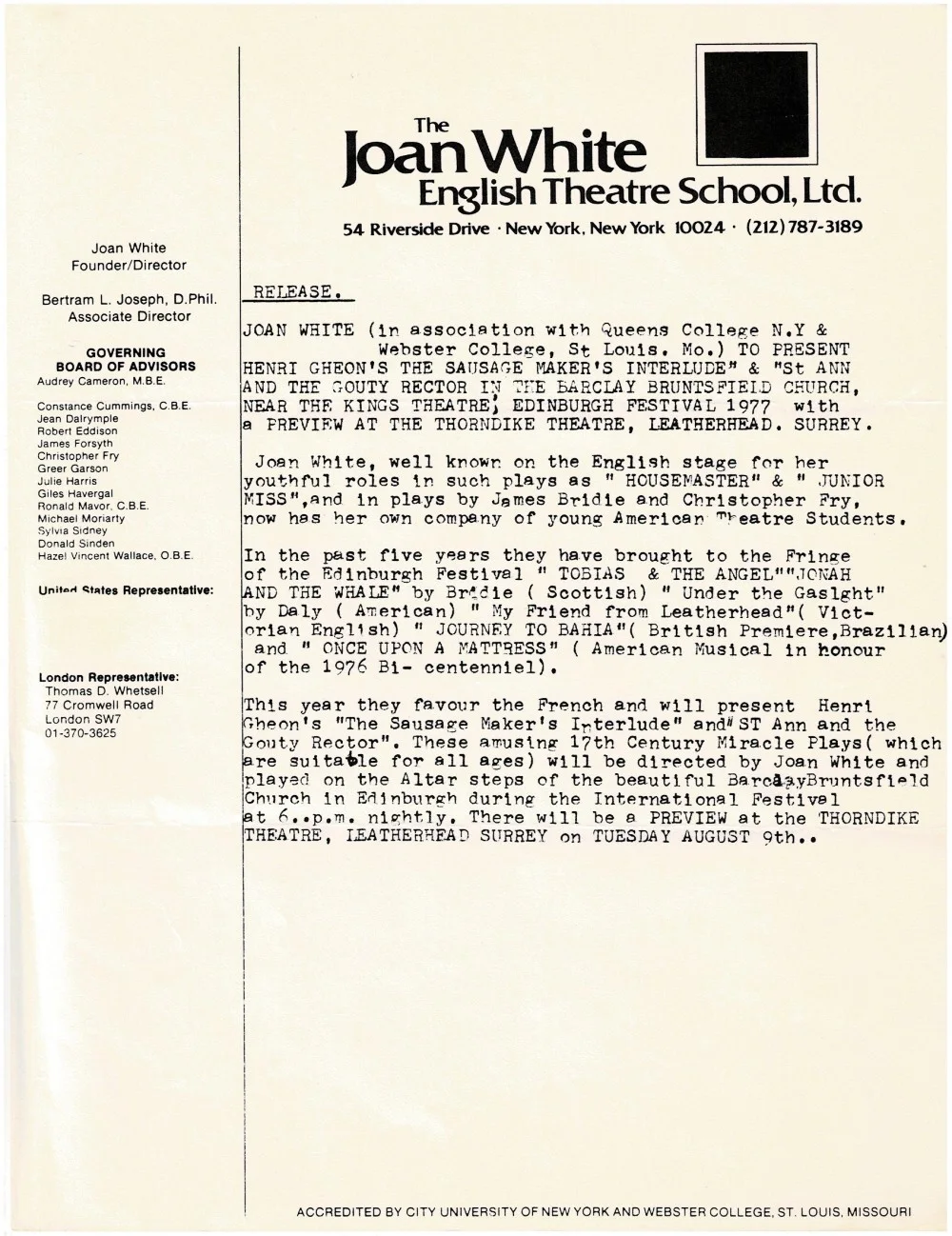 Joan White — 1977 LETTER SIGNED by British Film & TV Actress & Theater director JOAN WHITE, изображение 3