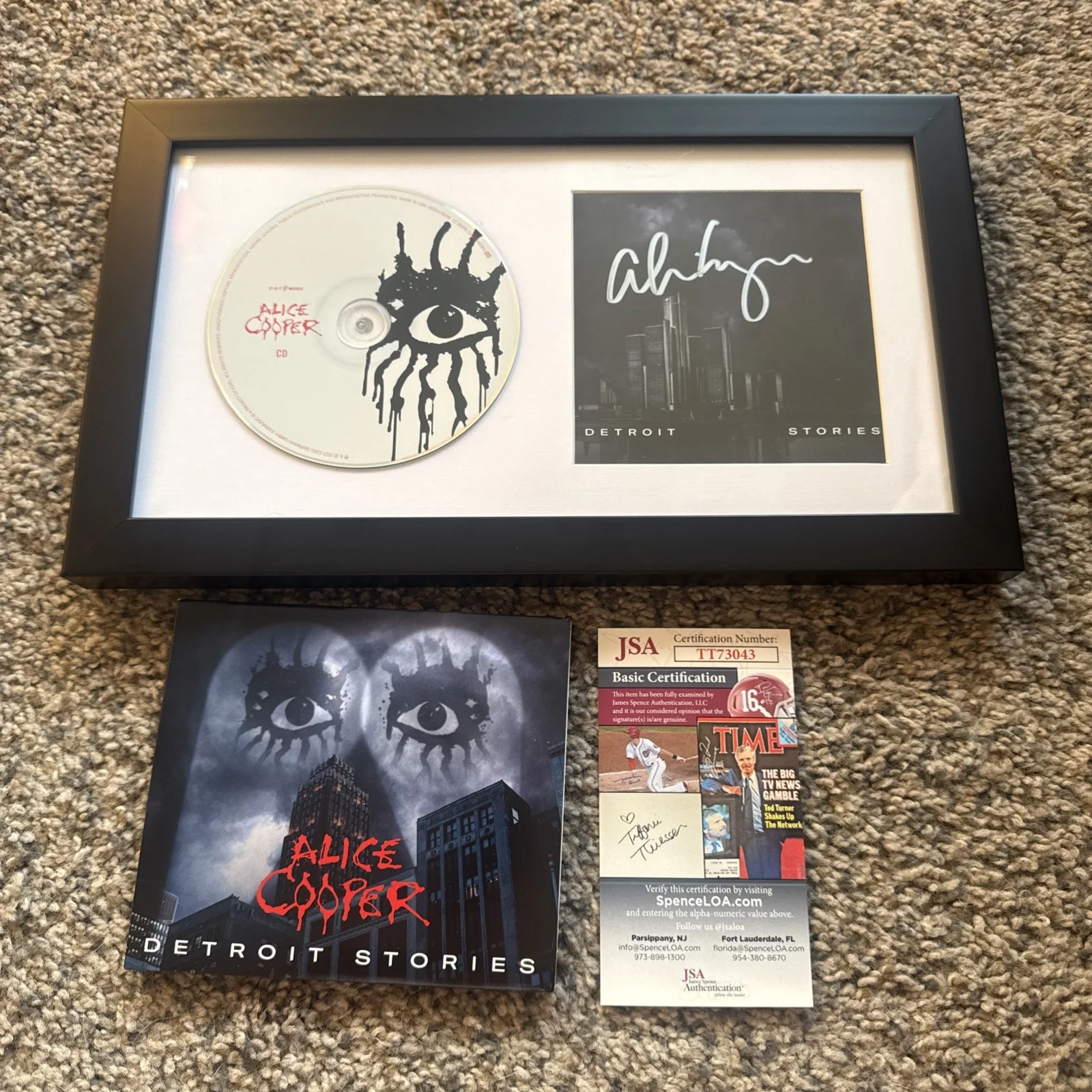 ALICE COOPER SIGNED AUTOGRAPH DETROIT STORIES FRAMED & MATTED CD DISPLAY JSA COA, изображение 5