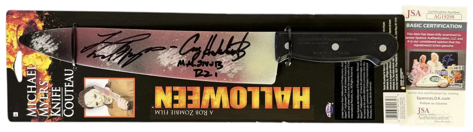 Casey Hendershot & Tyler Mane — Casey Hendershot & Tyler Mane signed Knife Michael Myers Halloween JSA