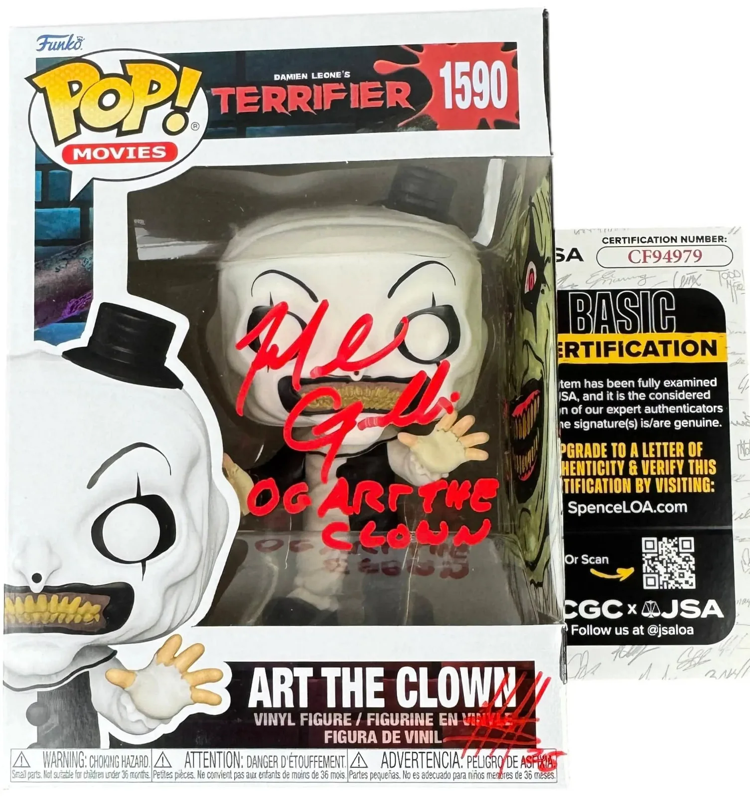 Mike Giannelli — Mike Giannelli signed Funko Pop Art the Clown Terrifier All JSA Authentication, image 4