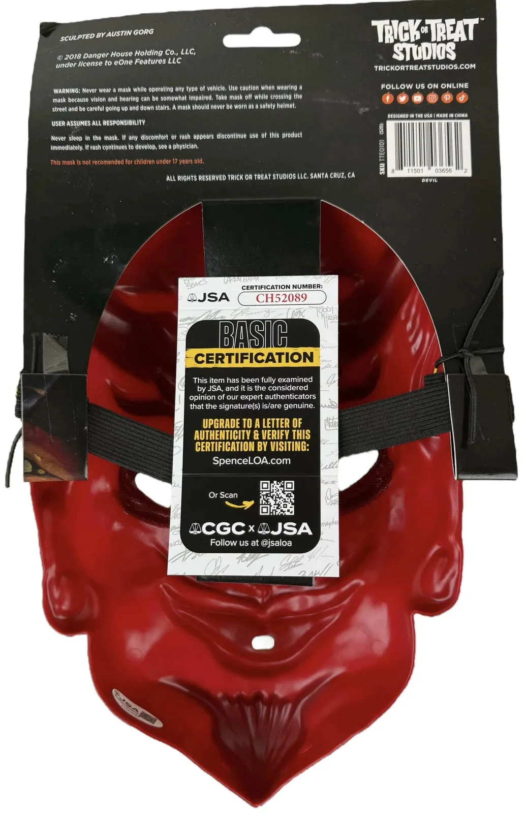 Damian Maffei — Damian Maffei signed Mask Devil Haunt Trick or Treat Studios JSA Authentication, image 3