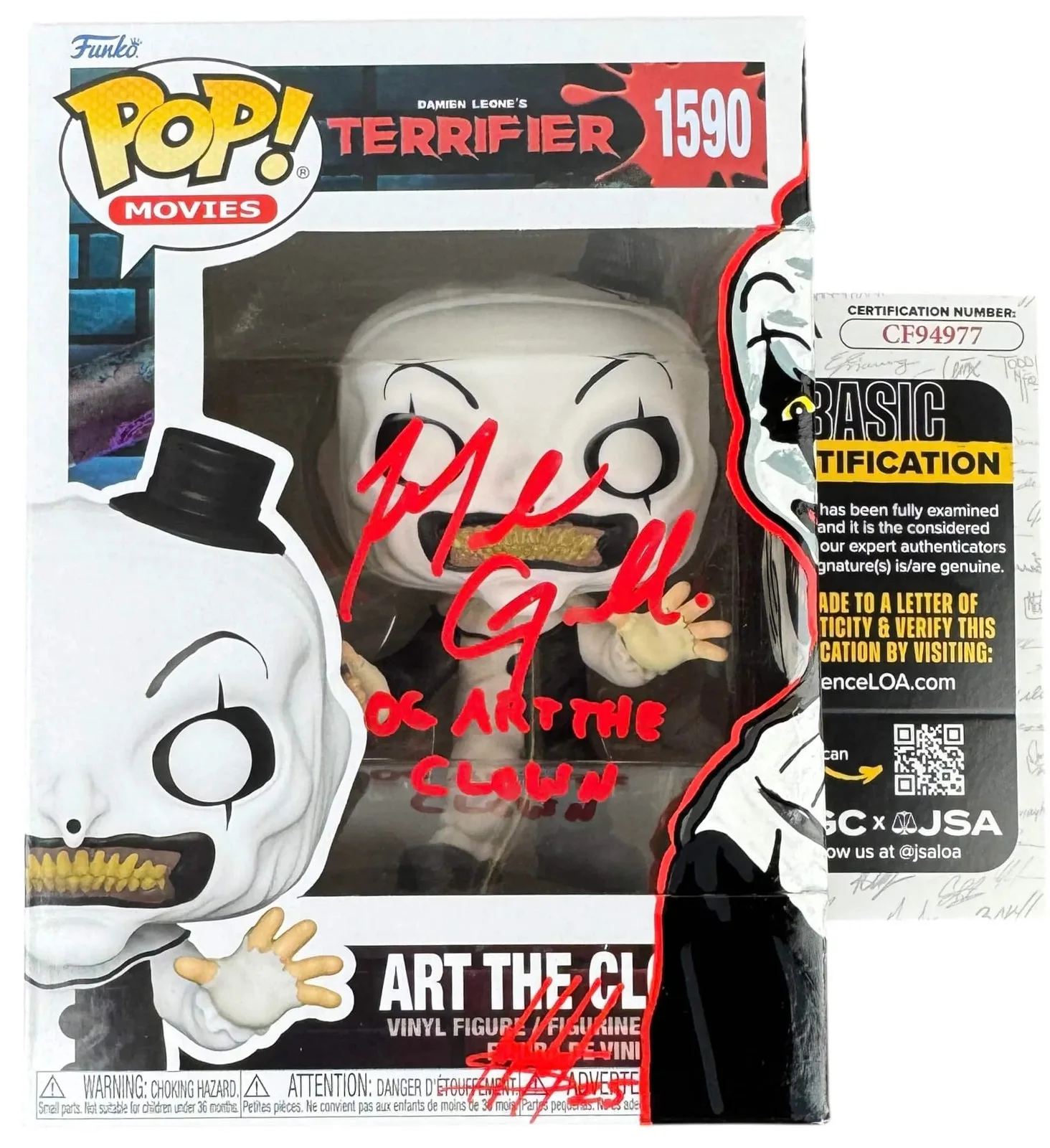 Mike Giannelli — Mike Giannelli signed Funko Pop Art the Clown Terrifier All JSA Authentication, изображение 4