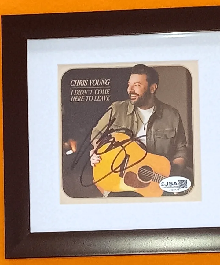 CHRIS YOUNG SIGNED FRAMED I DIDN'T COME HERE TO LEAVE CD COVER w/ CD J.S.A. Cert, изображение 2