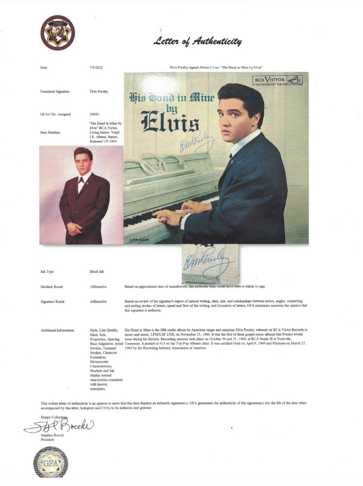 Elvis Presley His Hand In Mine Signed Album Autograph Gospel Rare, изображение 4