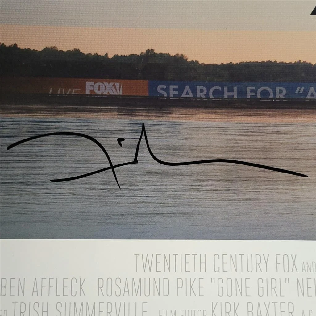 Osgood Perkins — David Fincher signed Gone Girl 27x40 Full Movie Poster autograph ~ Beckett BAS, изображение 2