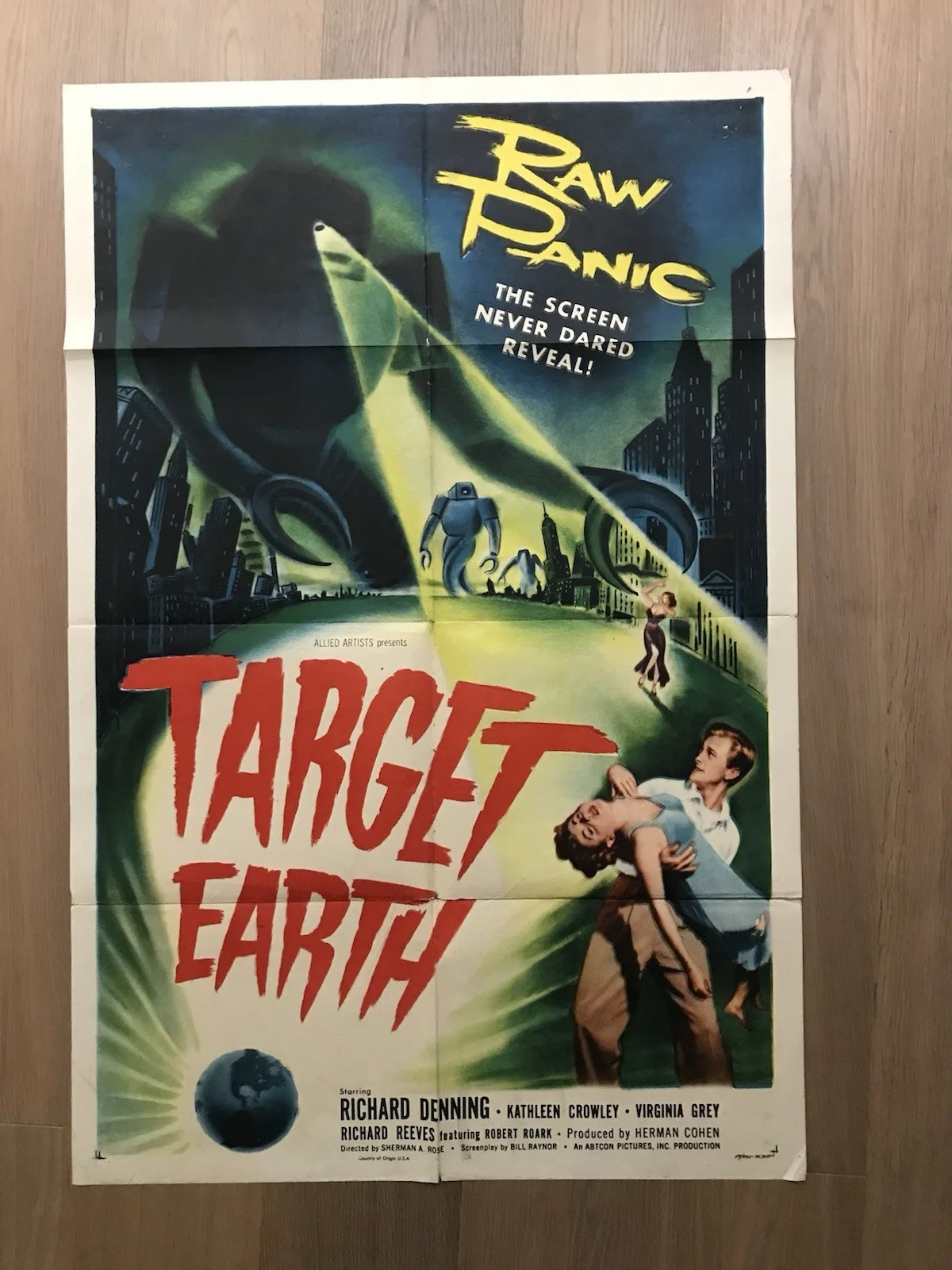 Target Earth (1954),Original One Sheet Movie Poster 27x41 Sci-Fi Robot Venus, изображение 2