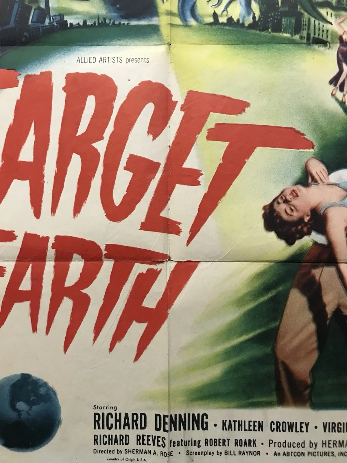 Target Earth (1954),Original One Sheet Movie Poster 27x41 Sci-Fi Robot Venus, изображение 3