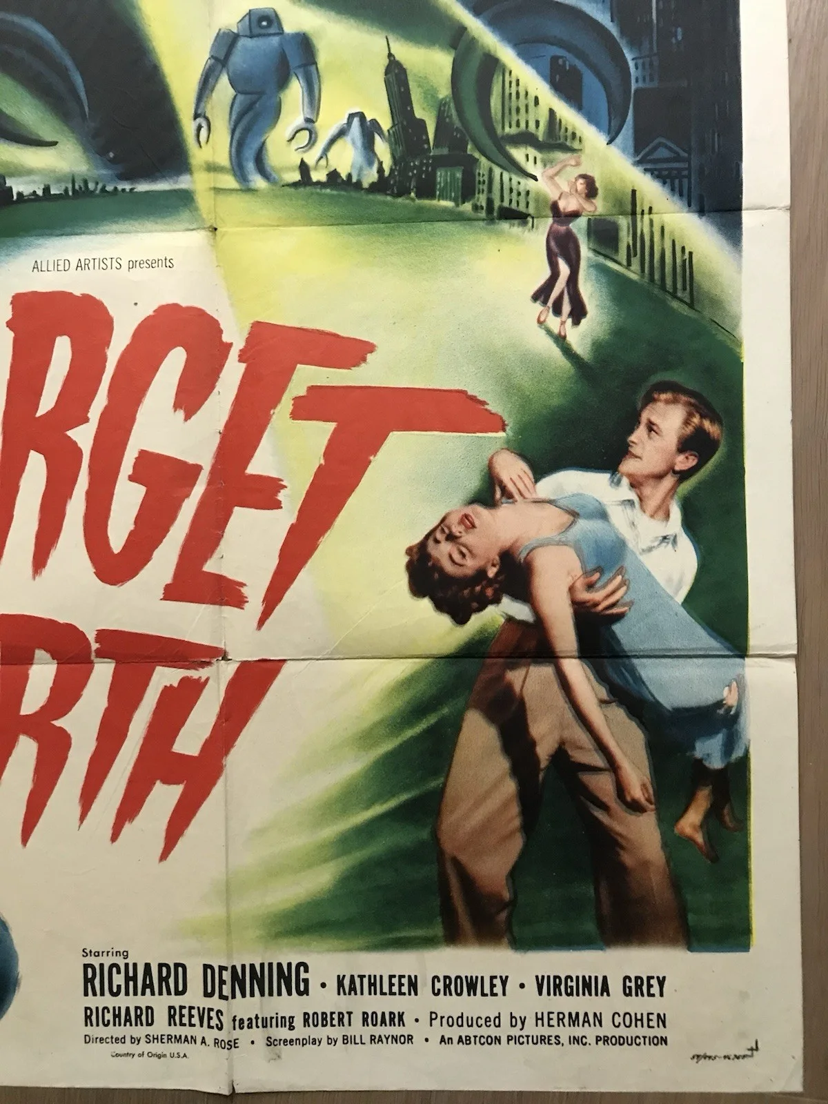 Target Earth (1954),Original One Sheet Movie Poster 27x41 Sci-Fi Robot Venus, изображение 5