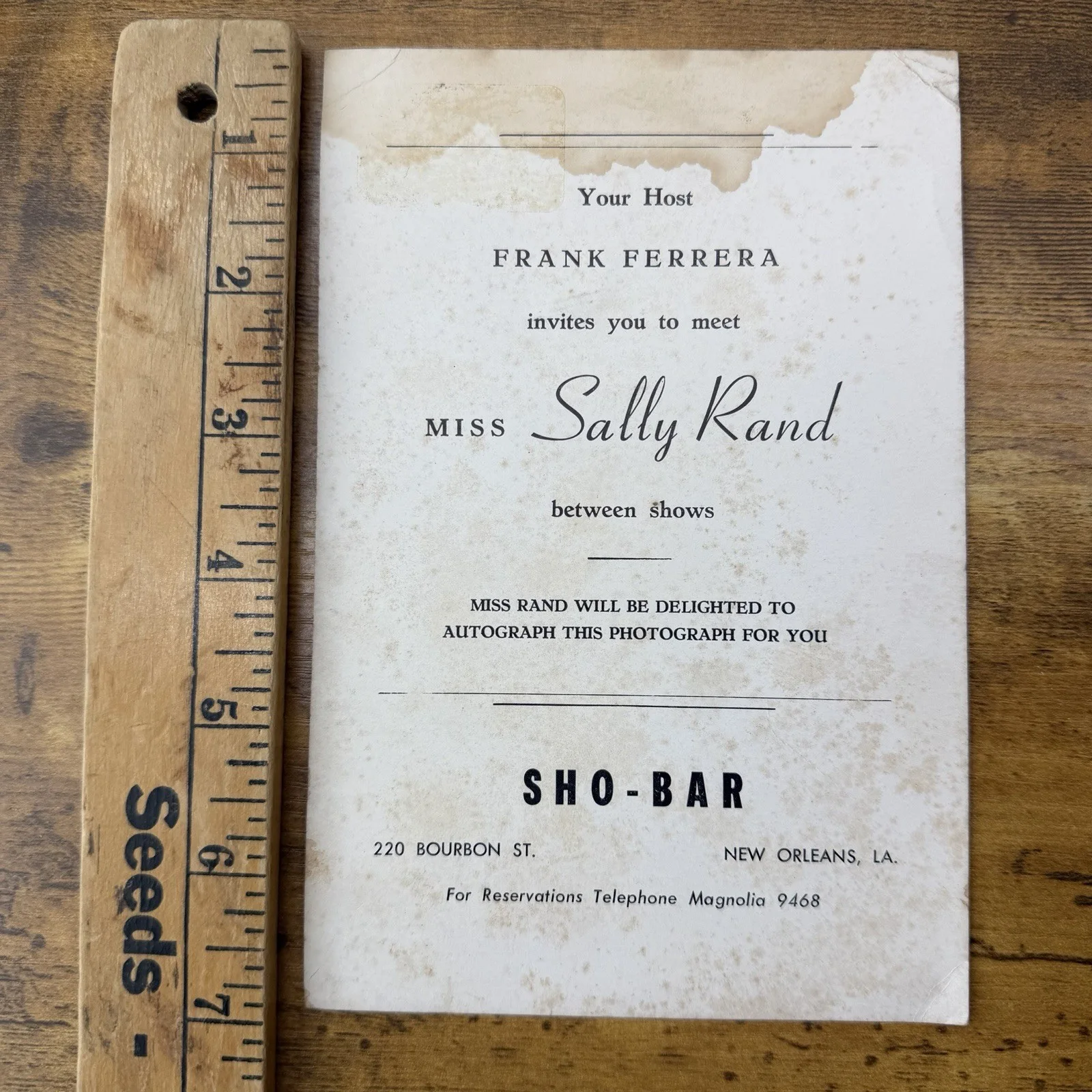 Sally Rand — Rare Autographed Sally Rand Sho-Bar Photo – New Orleans Burlesque History, изображение 2