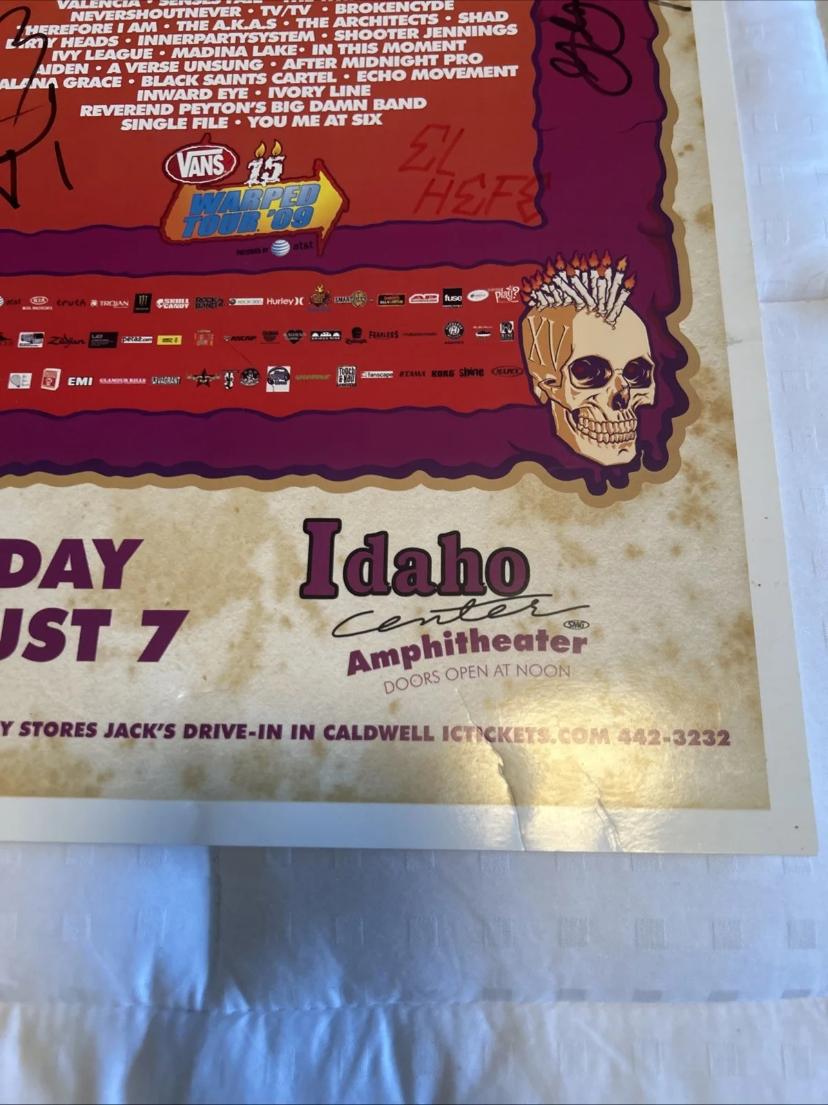 NOFX Autographed Gig Poster Melvin, Fat Mike, El Hefe ++ Vans Warped Tour 2009, image 2