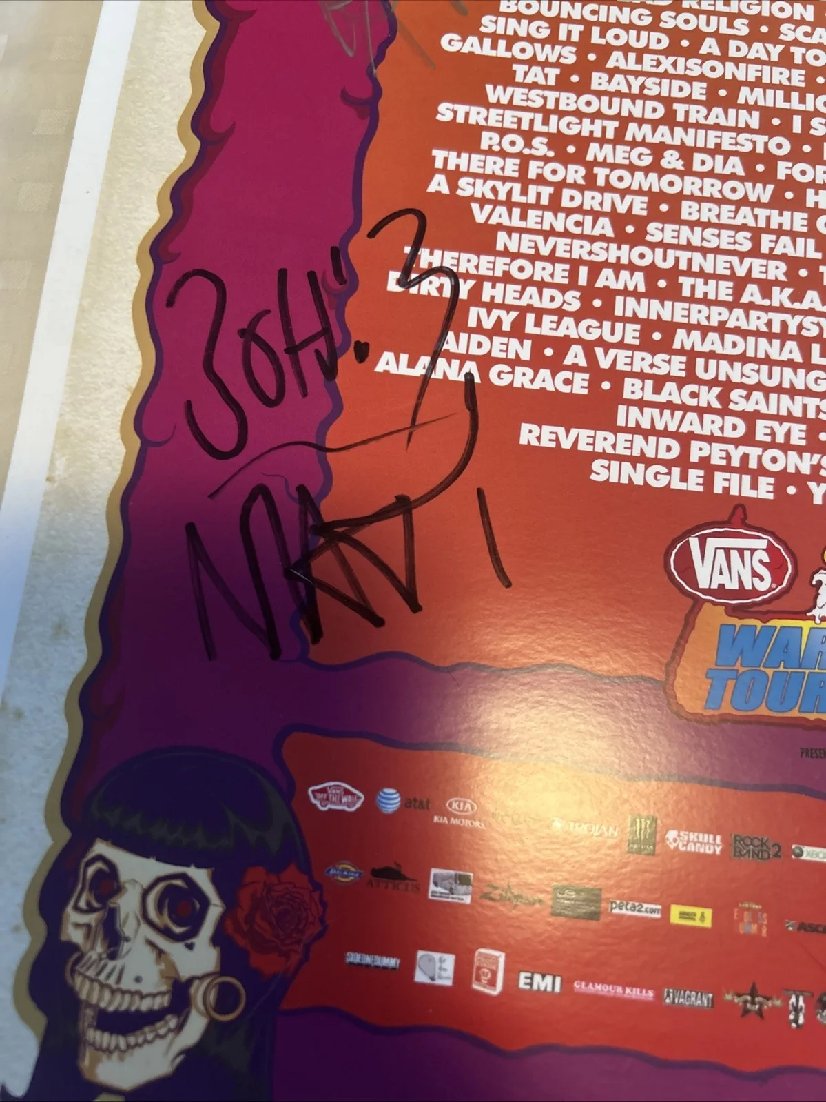 NOFX Autographed Gig Poster Melvin, Fat Mike, El Hefe ++ Vans Warped Tour 2009, image 4