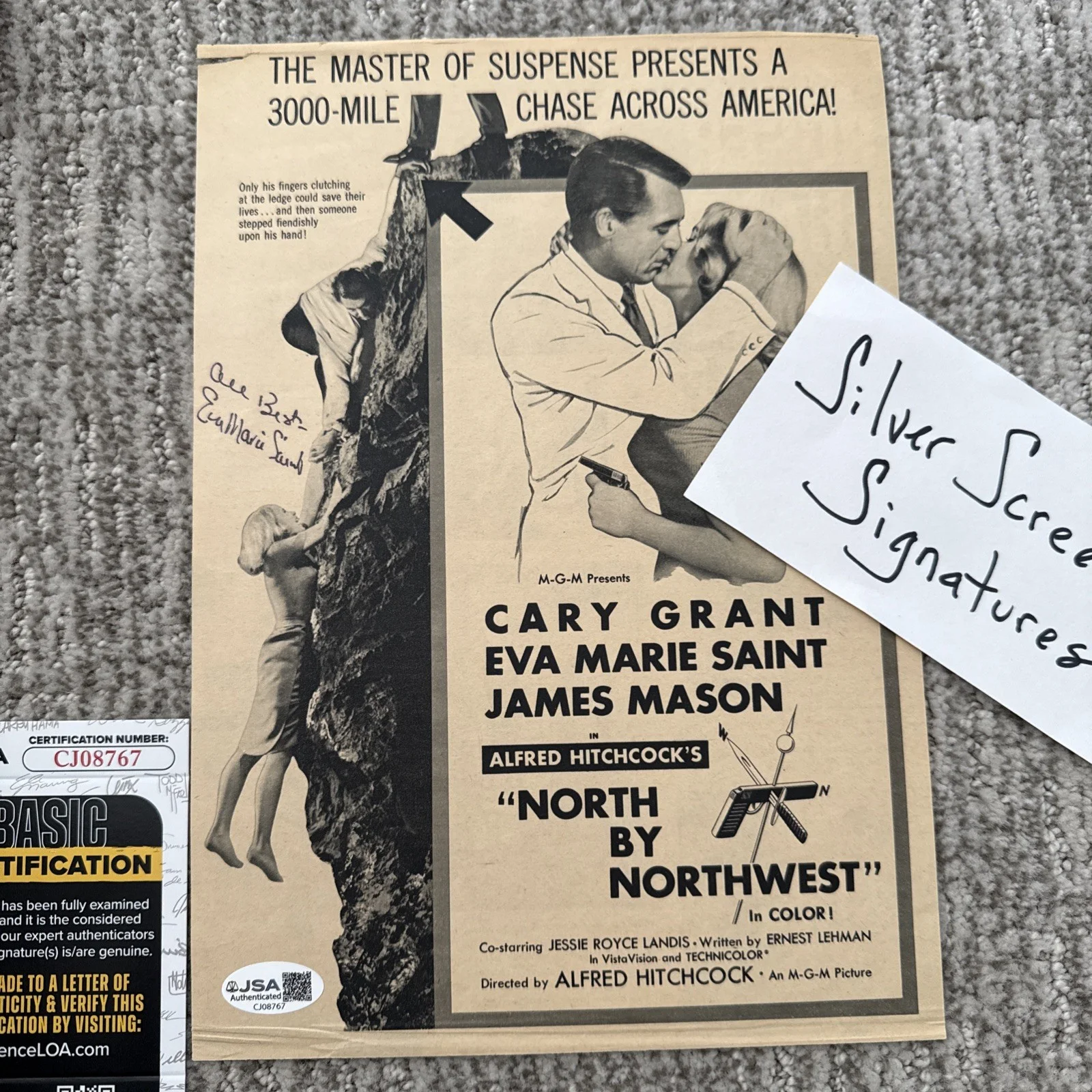 Eva Marie Saint North BY Northwest SIGNED Autograph JSA COA Magazine Page, изображение 2
