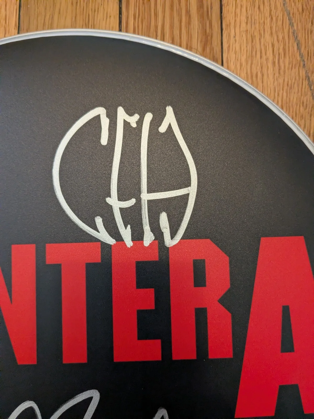 Charlie Benante Signed Pantera 13" Drumhead Anthrax Evans CFH, image 4