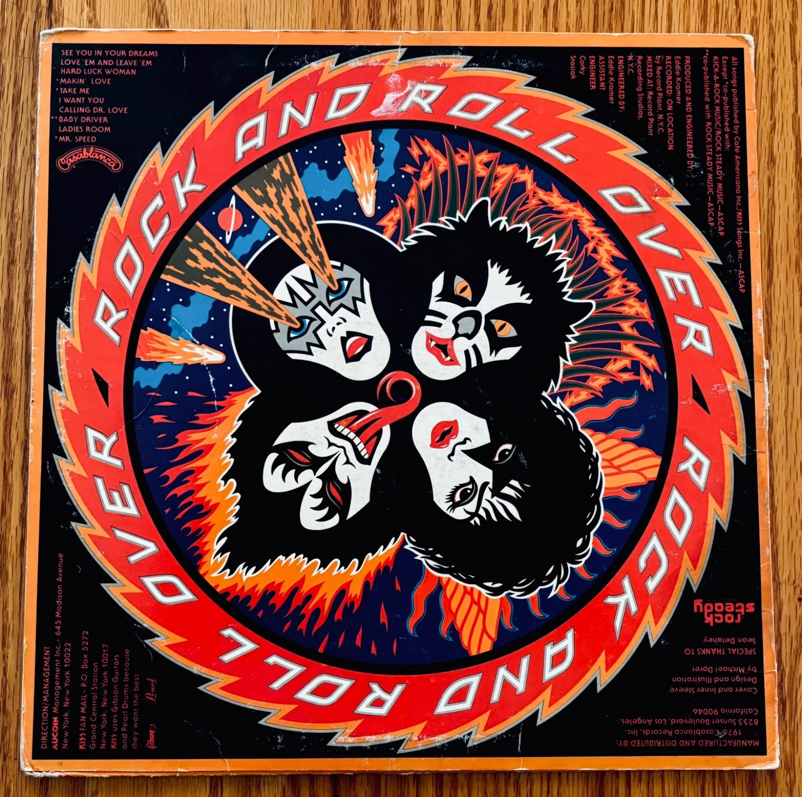 KISS~Ace Frehley Signed ROCK AND ROLL OVER Promo/DJ Album Cover~CASABLANCA, изображение 2