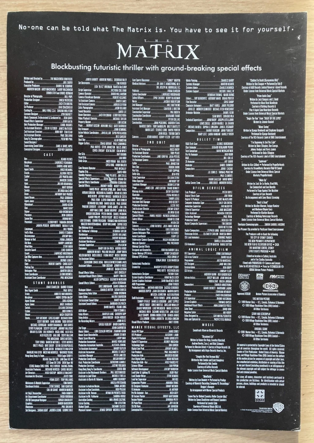 Press Booklet / Card: MATRIX, THE 1999 Keanu Reeves Carrie-Anne Moss, image 3