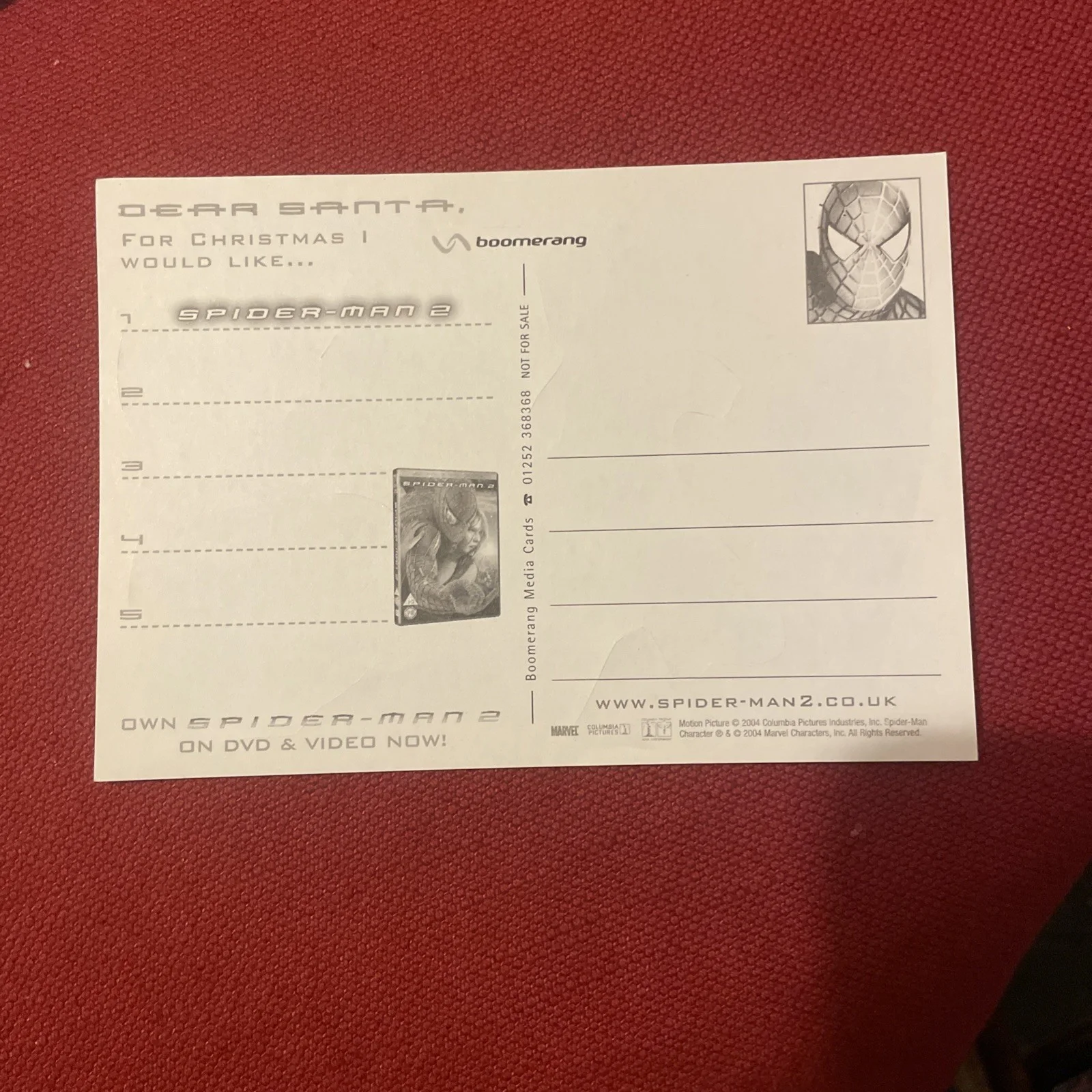 Spider-man 2 DVD Release Promo Stickers / Postcard vintage 2004, image 2