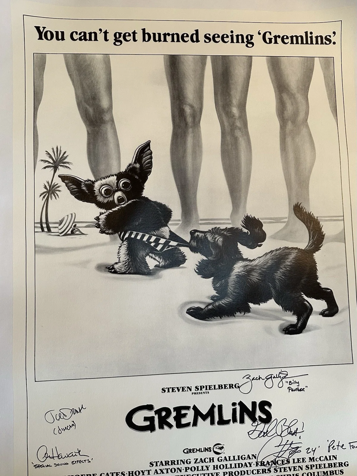 Corey Feldman, Alan Howarth, Zach Galligan, Joe Dante — The Gremlins Signed Canvas Movie Poster JSA Cert. 44 x 33.5", изображение 5