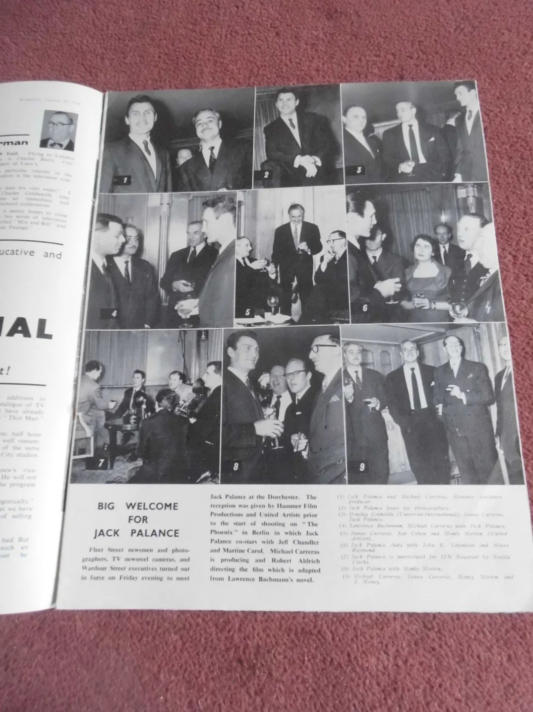 HAMMER, JACK PALANCE, TONY HANCOCK, SABRINA in 1958 UK trade mag DAILY CINEMA, изображение 2