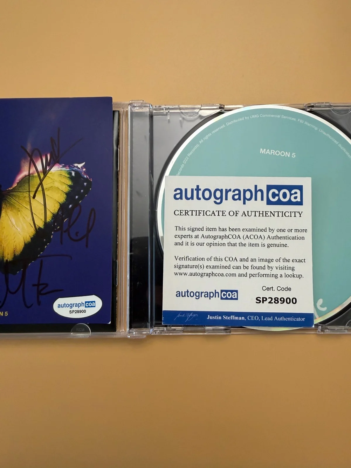 Maroon 5 GROUP SIGNED Love Is Like CD Adam Levine ACOA Certified SP28900, изображение 3