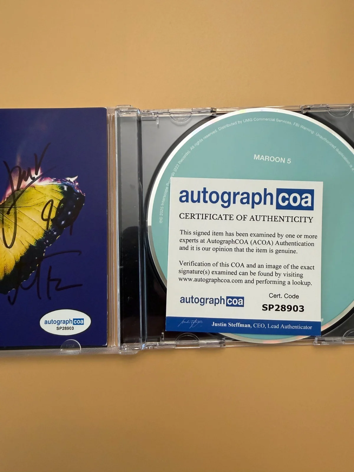 Maroon 5 GROUP SIGNED Love Is Like CD Autograph ACOA SP28903, image 3