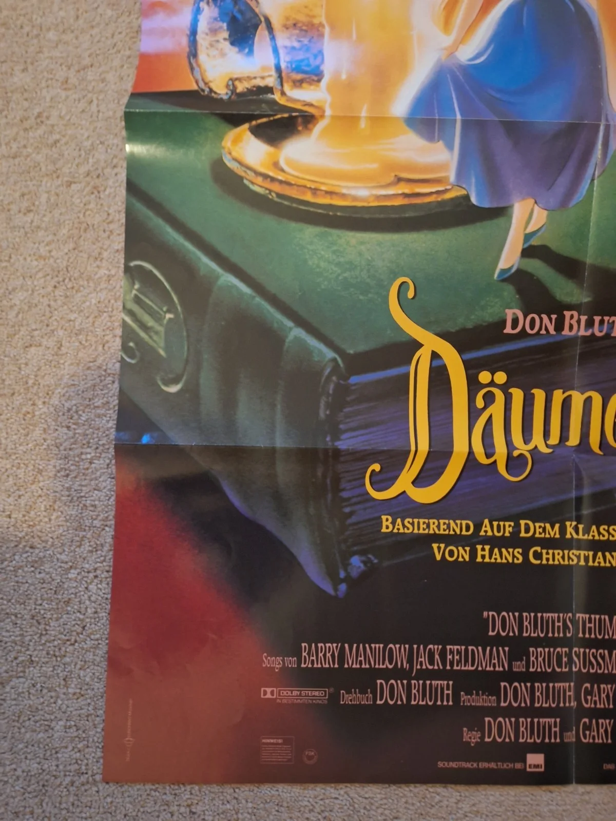 German Cinema RARE Poster: THUMBELINA Däumelinchen 1994 Jodi Benson Vintage, изображение 3