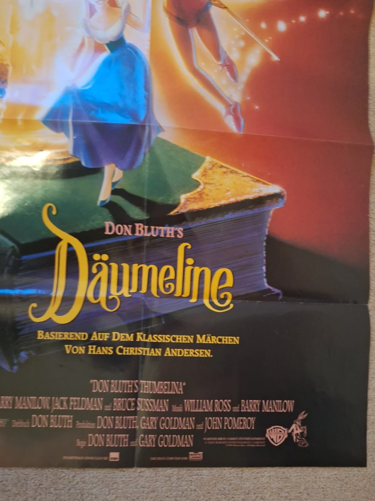 German Cinema RARE Poster: THUMBELINA Däumelinchen 1994 Jodi Benson Vintage, изображение 4