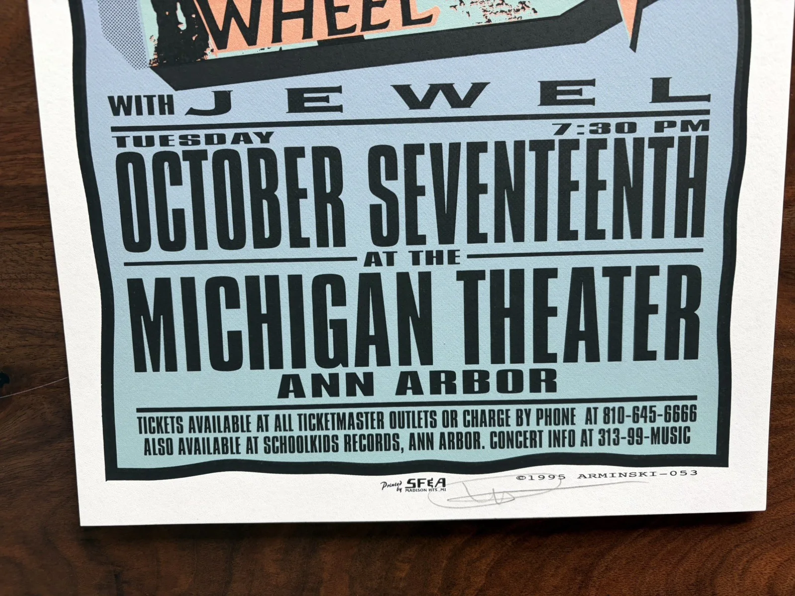 Jewel, Belly, Catherine Wheel 1995 Concert Poster - Signed By Mark Arminski, изображение 2