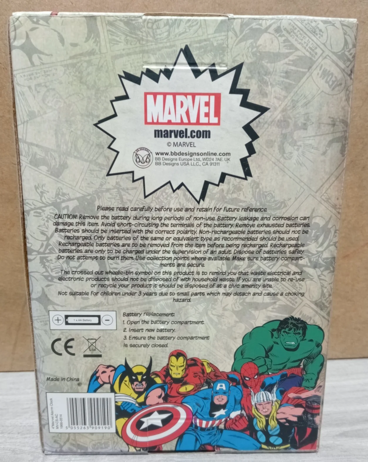 Marvel Comics Alarm Clock New Boxed Comic Strip Classic Background Hulk Iron Man, image 2