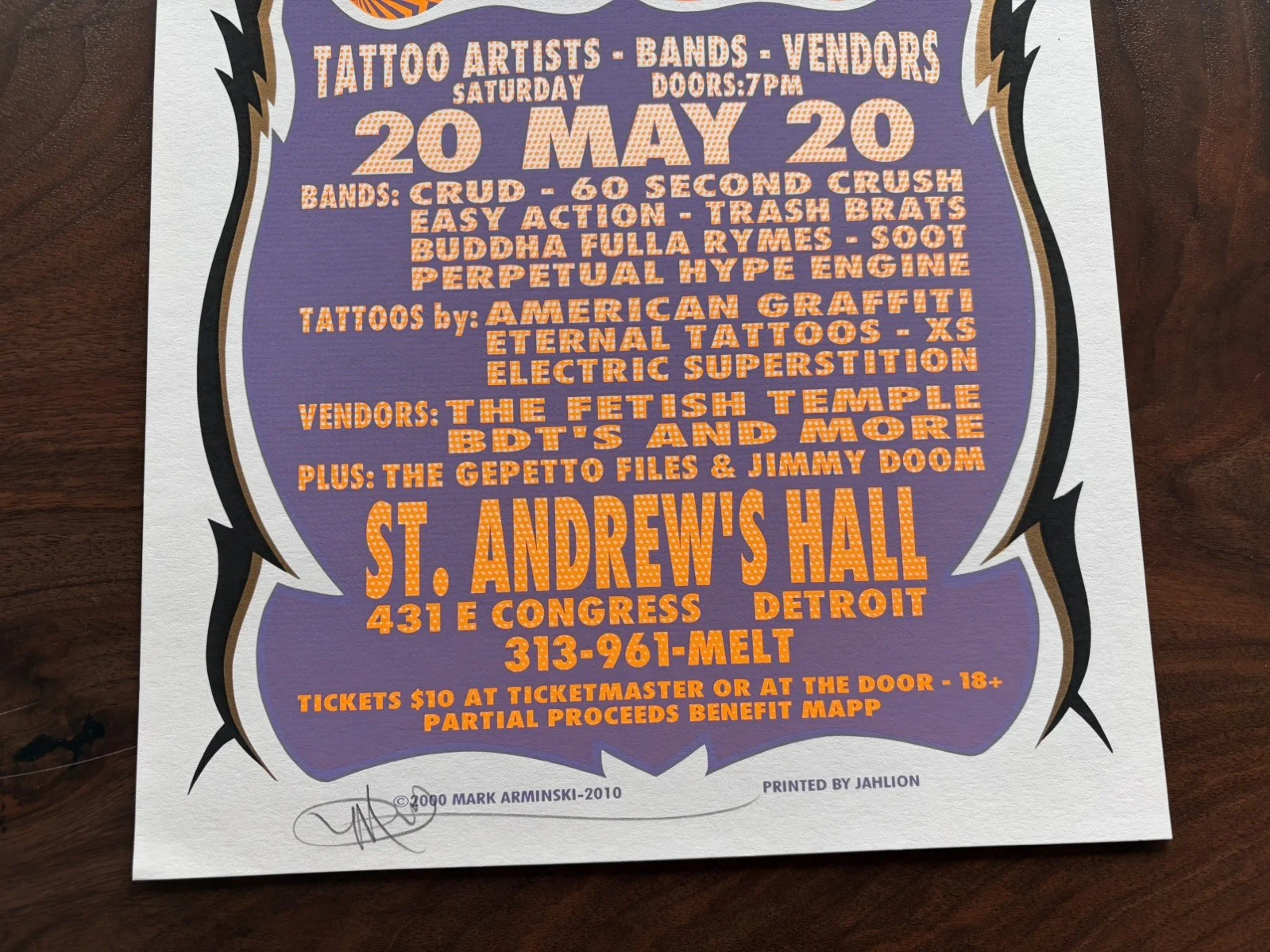 Mark Arminski - Screwed, Blued, and Tattooed 2000 Festival II Poster - signed, image 3
