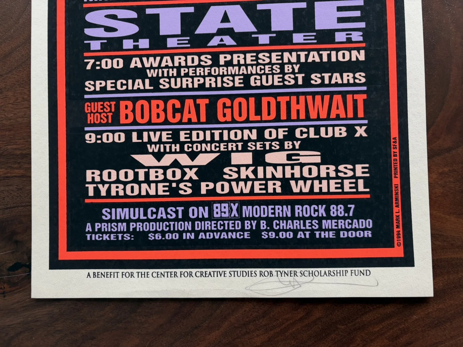 Arminski signed poster - 12th Annual Detroit Music Awards - Bob Goldthwait, image 3