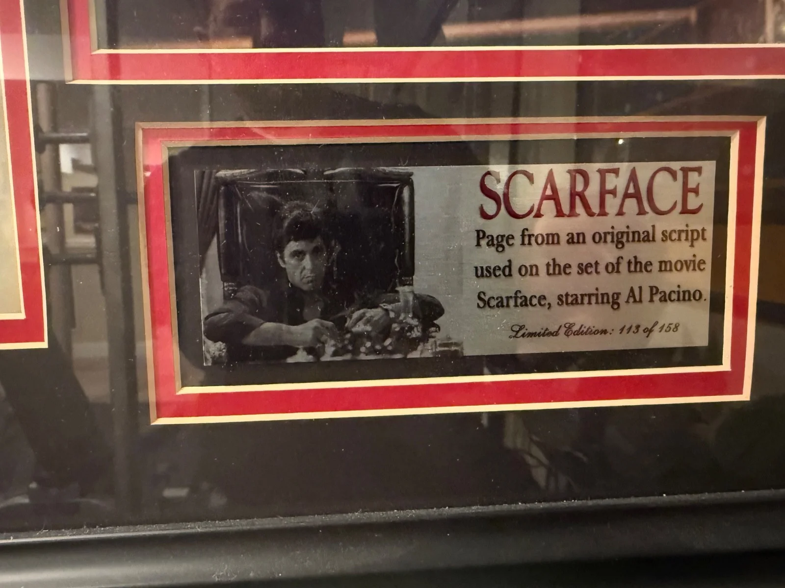 Scarface original movie set used movie script page w/COA, изображение 2