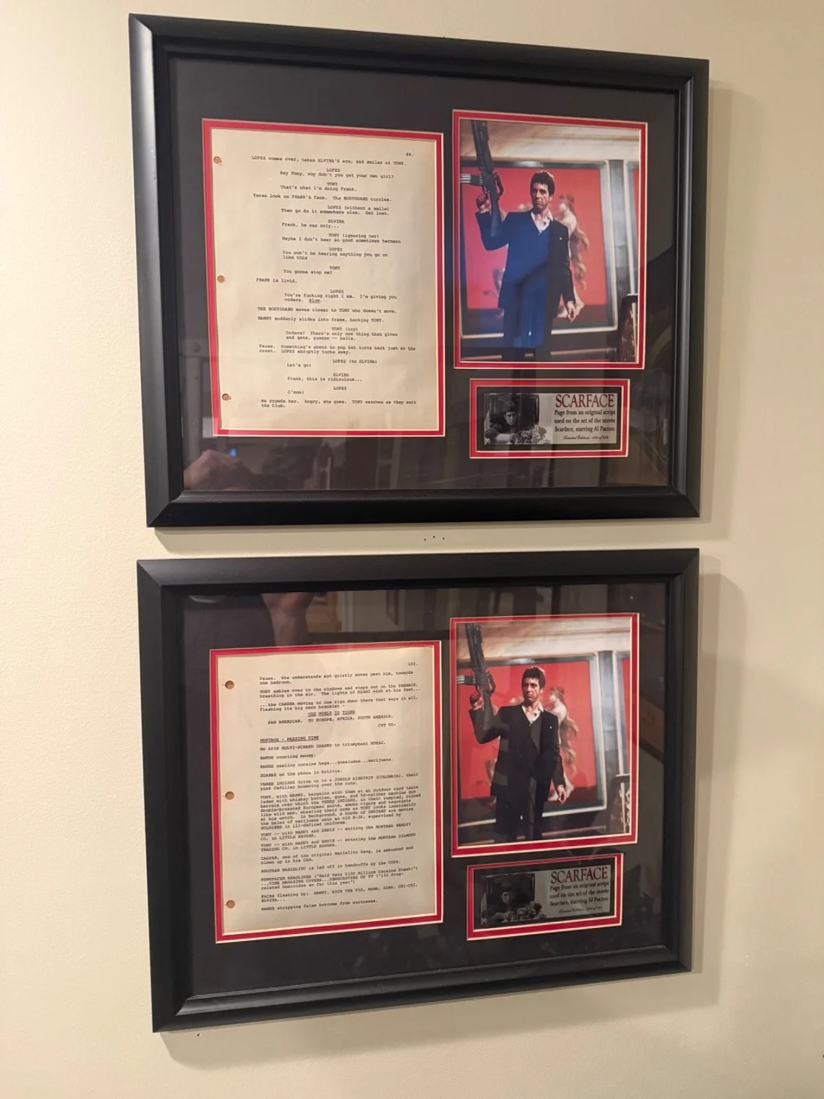 Scarface original movie set used movie script page w/COA, изображение 3