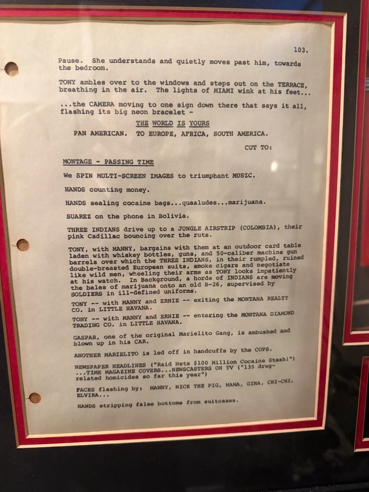 Scarface original movie set used movie script page w/COA, изображение 4