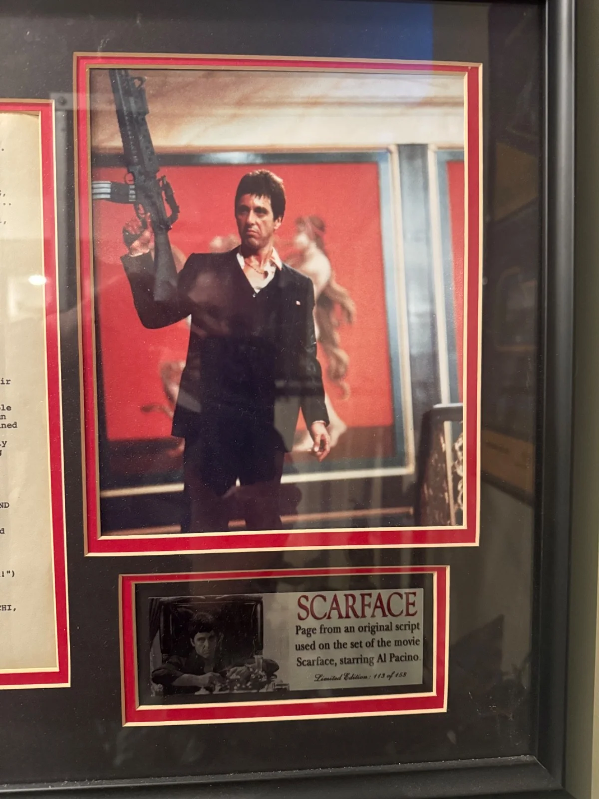 Scarface original movie set used movie script page w/COA, изображение 5