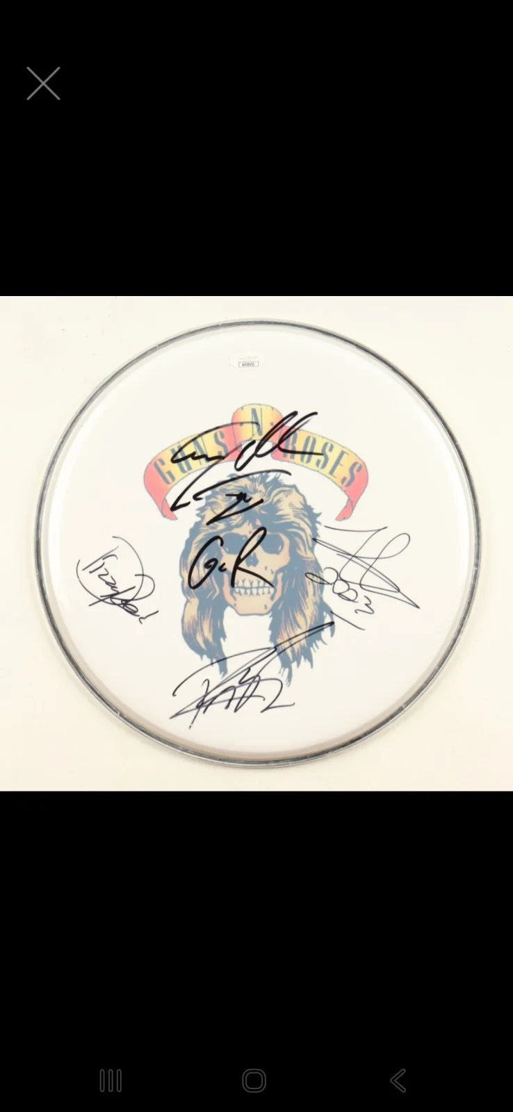 Guns N Roses Signed 12.5" Drum Head 🥁 S. Adler, DJ Ash, Frank, Dizzy Reid JSA, изображение 3
