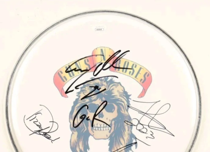 Guns N Roses Signed 12.5" Drum Head 🥁 S. Adler, DJ Ash, Frank, Dizzy Reid JSA, изображение 4