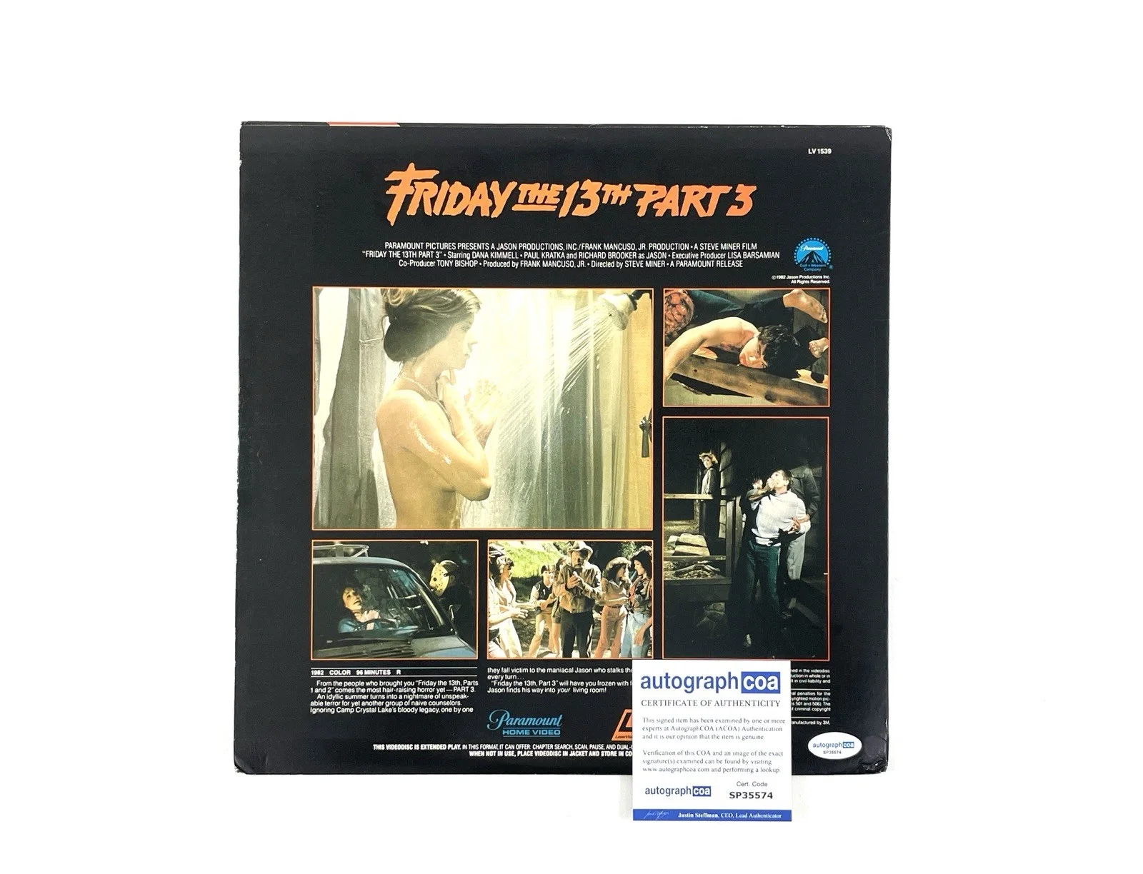 Mike DeLuna — Friday the 13th Part 3 Signed Laserdisc Mike DeLuna Jason Voorhees Horror Movie, image 2