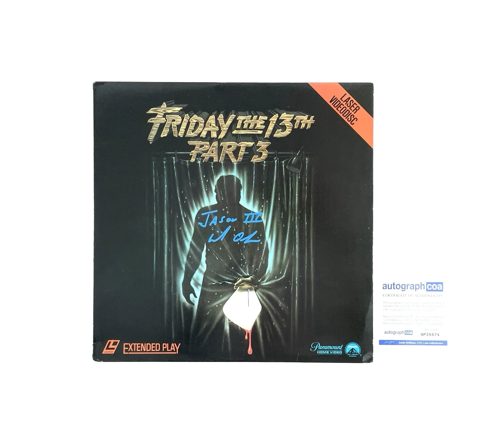 Mike DeLuna — Friday the 13th Part 3 Signed Laserdisc Mike DeLuna Jason Voorhees Horror Movie, image 3