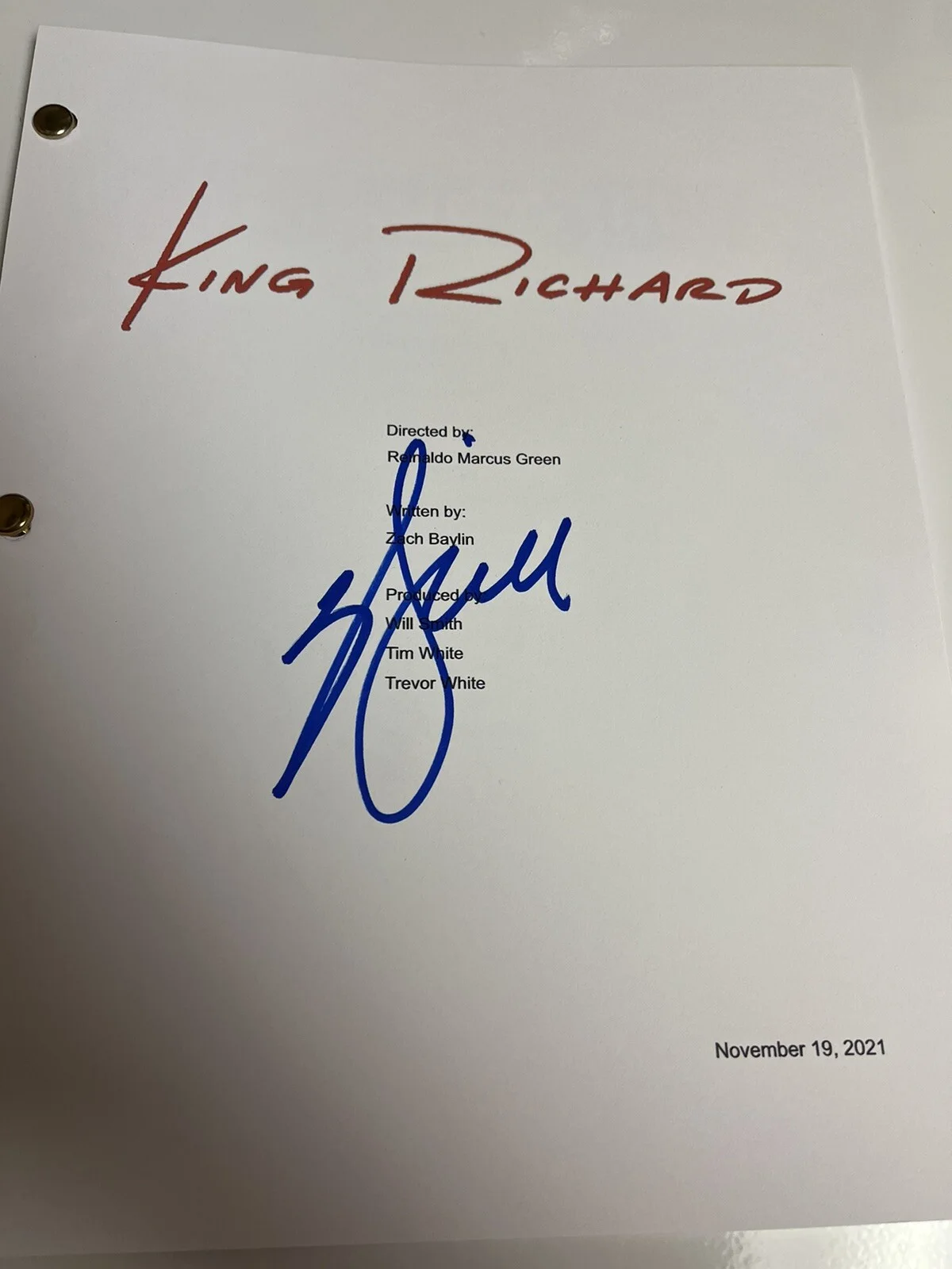 Will Smith — WILL SMITH SIGNED AUTOGRAPHED KING RICHARD FULL MOVIE SCRIPT RARE OSCAR WINNER, image 2