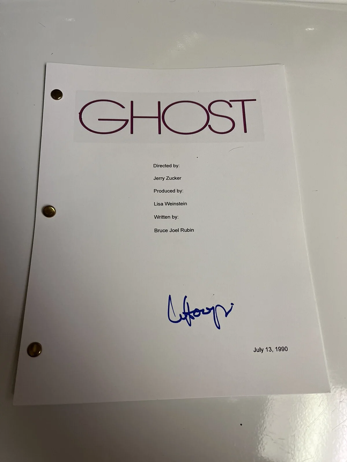 Whoopi Goldberg — WHOOPI GOLDBERG SIGNED AUTOGRAPHED GHOST FULL MOVIE SCRIPT RARE PROOF